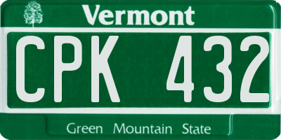 VT license plate CPK432