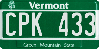 VT license plate CPK433