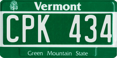 VT license plate CPK434