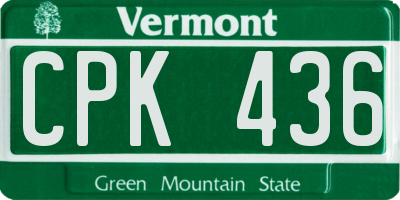 VT license plate CPK436