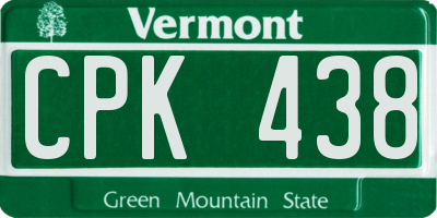 VT license plate CPK438