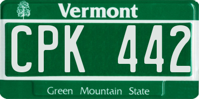VT license plate CPK442