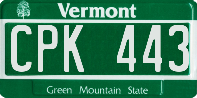 VT license plate CPK443