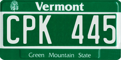 VT license plate CPK445