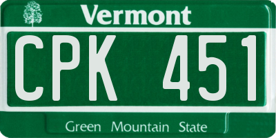 VT license plate CPK451