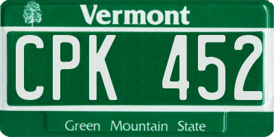 VT license plate CPK452