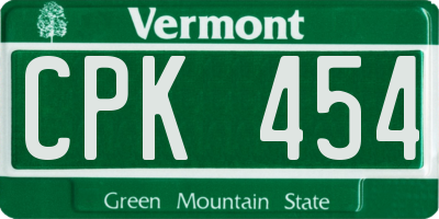 VT license plate CPK454