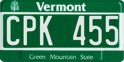 VT license plate CPK455