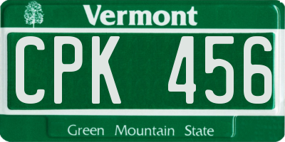 VT license plate CPK456
