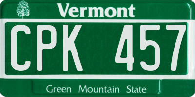 VT license plate CPK457