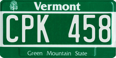 VT license plate CPK458
