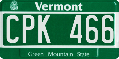 VT license plate CPK466