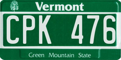 VT license plate CPK476