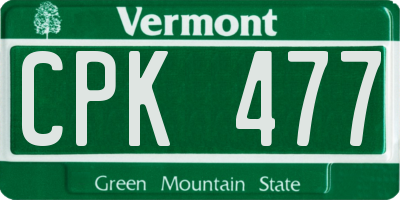 VT license plate CPK477