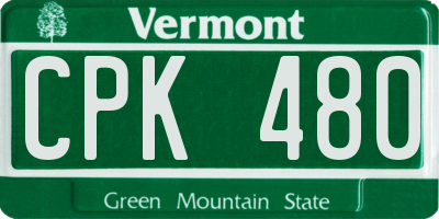 VT license plate CPK480