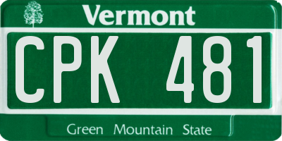 VT license plate CPK481