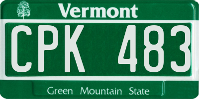 VT license plate CPK483