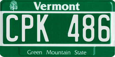 VT license plate CPK486