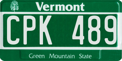 VT license plate CPK489
