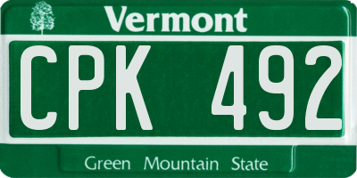 VT license plate CPK492
