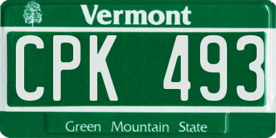 VT license plate CPK493