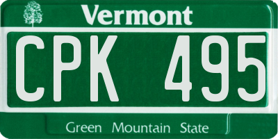 VT license plate CPK495