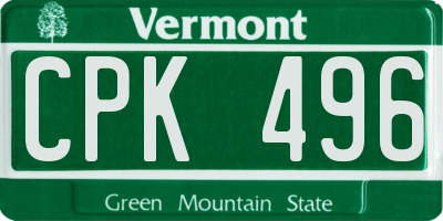 VT license plate CPK496