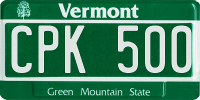 VT license plate CPK500