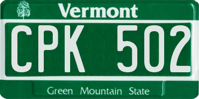 VT license plate CPK502