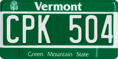 VT license plate CPK504