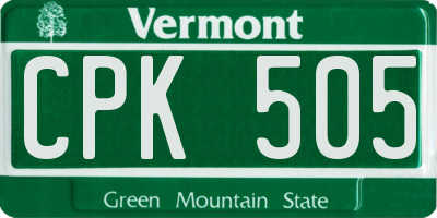 VT license plate CPK505