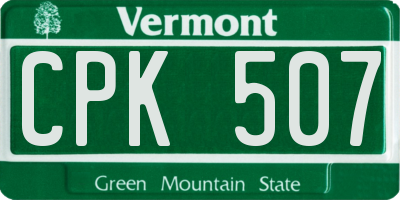 VT license plate CPK507