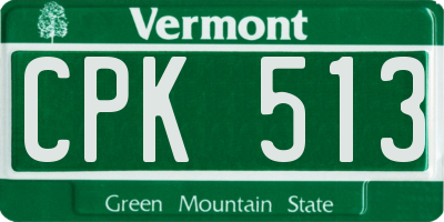 VT license plate CPK513