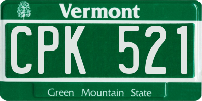 VT license plate CPK521