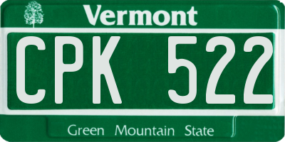 VT license plate CPK522