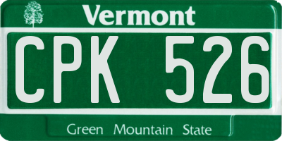 VT license plate CPK526