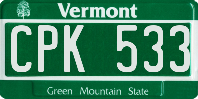 VT license plate CPK533