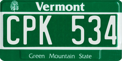 VT license plate CPK534