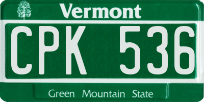 VT license plate CPK536