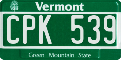 VT license plate CPK539