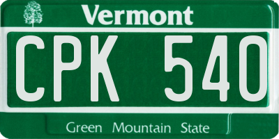 VT license plate CPK540
