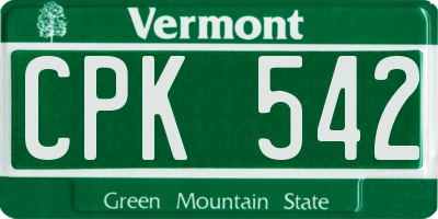 VT license plate CPK542