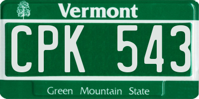 VT license plate CPK543