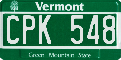VT license plate CPK548