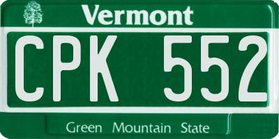 VT license plate CPK552