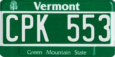 VT license plate CPK553