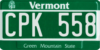 VT license plate CPK558