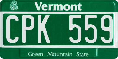VT license plate CPK559
