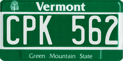VT license plate CPK562