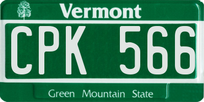 VT license plate CPK566
